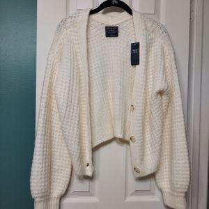 NWT Abercrombie & Fitch Balloon Sleeved Cream Colored Cardigan, Size Small